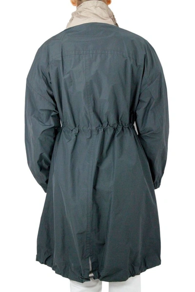 Shop Brunello Cucinelli Women's Blue Polyester Trench Coat