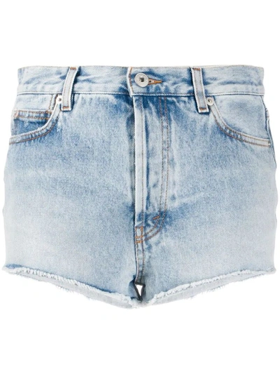 Shop Heron Preston Women's Light Blue Cotton Shorts