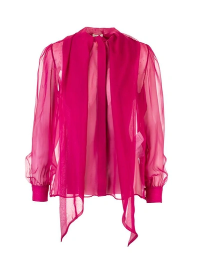 Shop Saint Laurent Women's Fuchsia Silk Blouse