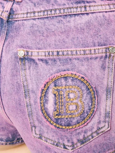 Shop Balmain Women's Purple Cotton Shorts