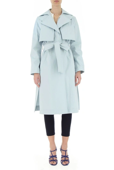 Shop Stella Mccartney Women's Light Blue Cotton Trench Coat