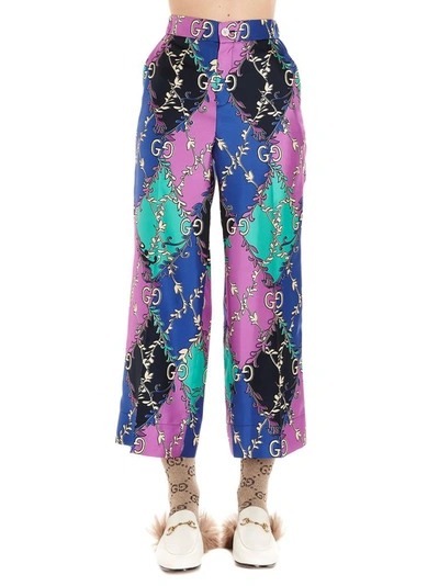 Shop Gucci Women's Purple Silk Pants