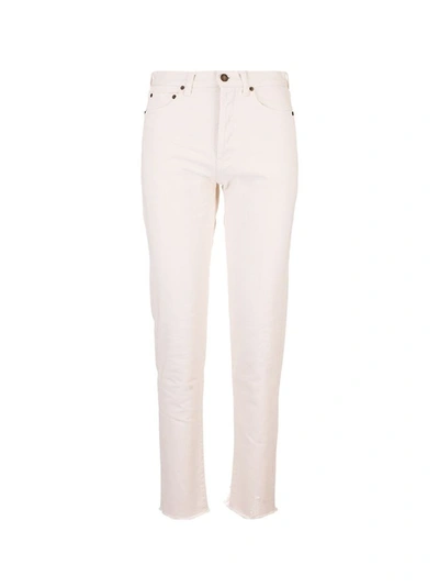 Shop Saint Laurent Women's White Cotton Jeans