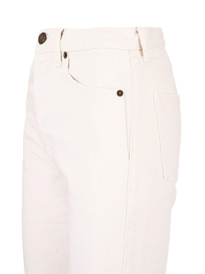 Shop Saint Laurent Women's White Cotton Jeans