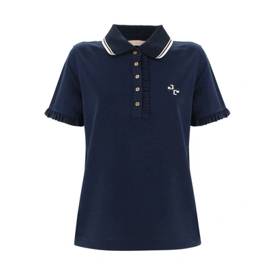 Shop Tory Burch Women's Blue Cotton Polo Shirt