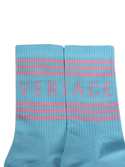 Shop Versace Women's Light Blue Other Materials Socks