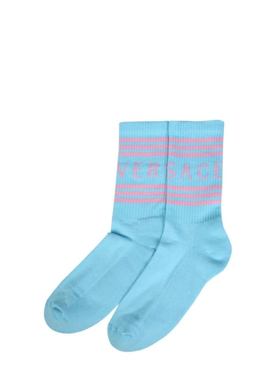 Shop Versace Women's Light Blue Other Materials Socks