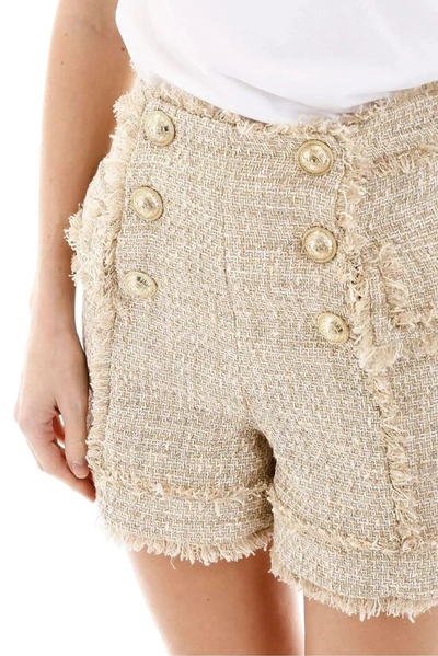 Shop Balmain Women's Beige Cotton Shorts