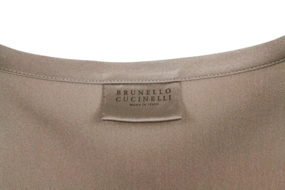 Shop Brunello Cucinelli Women's Brown Silk Tank Top