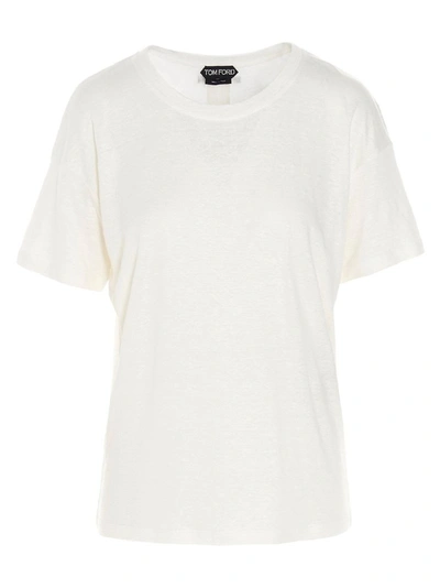 Shop Tom Ford Women's White Linen T-shirt
