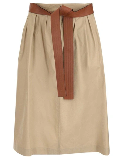 Shop Loewe Women's Beige Cotton Skirt