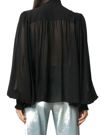 Shop Balmain Women's Black Silk Shirt