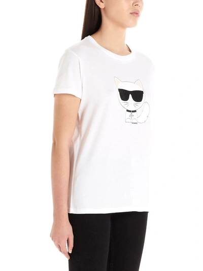 Shop Karl Lagerfeld Women's White Other Materials T-shirt