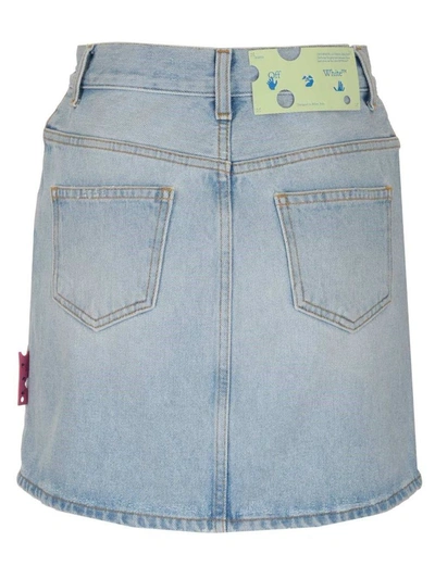 Shop Off-white Women's Light Blue Cotton Skirt