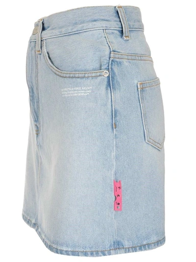 Shop Off-white Women's Light Blue Cotton Skirt