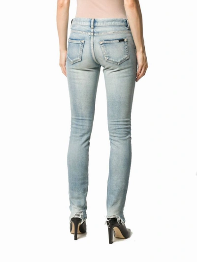 Shop Saint Laurent Women's Blue Cotton Jeans