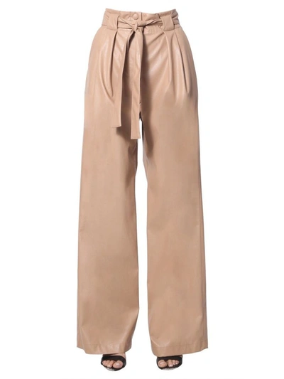 Shop Msgm Women's Beige Polyurethane Pants