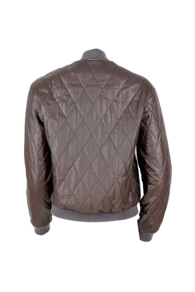 Shop Fabiana Filippi Women's Brown Leather Outerwear Jacket