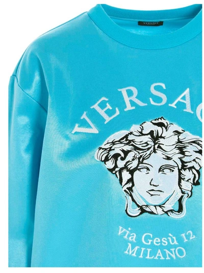 Shop Versace Women's Light Blue Other Materials Sweatshirt