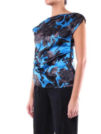 Shop Dries Van Noten Women's Blue Silk Tank Top