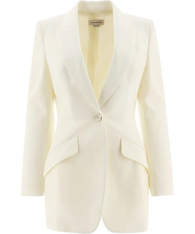 Shop Alexander Mcqueen Women's White Wool Blazer