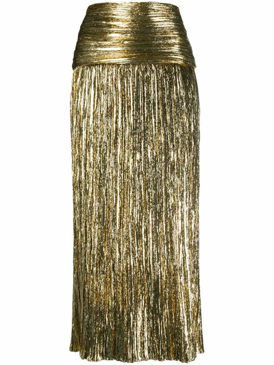 Shop Saint Laurent Women's Gold Polyester Skirt