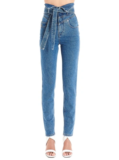 Shop Attico The  Women's Blue Cotton Jeans