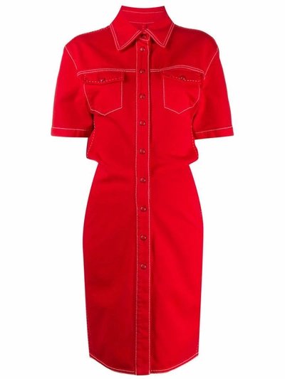 Shop Off-white Women's Red Cotton Dress