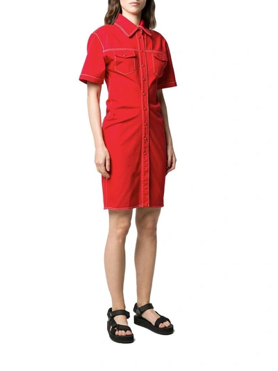 Shop Off-white Women's Red Cotton Dress