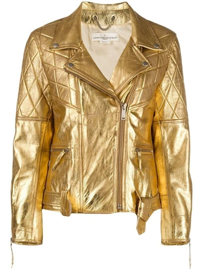 Shop Golden Goose Women's Gold Leather Outerwear Jacket
