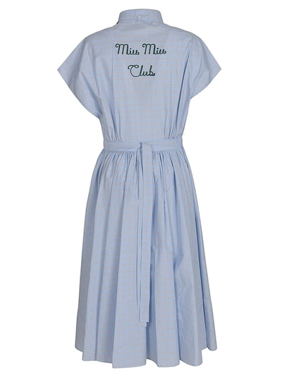 Shop Miu Miu Women's Light Blue Cotton Dress
