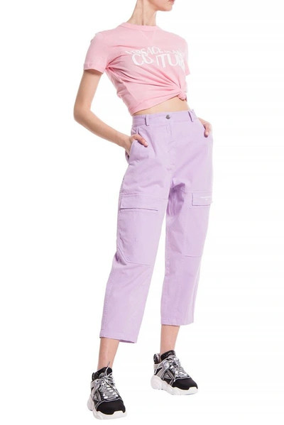 Shop Stella Mccartney Women's Purple Cotton Pants