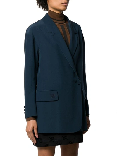 Shop Fendi Women's Blue Silk Blazer