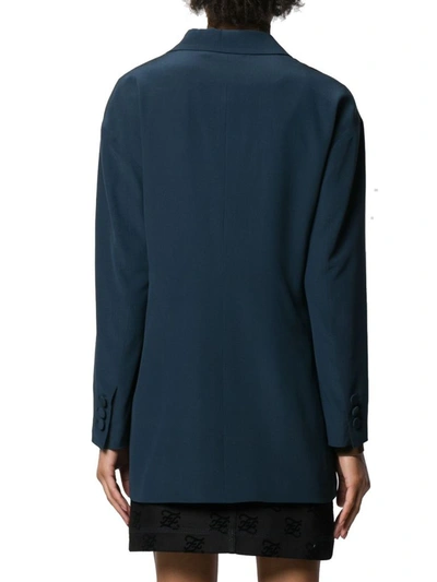 Shop Fendi Women's Blue Silk Blazer