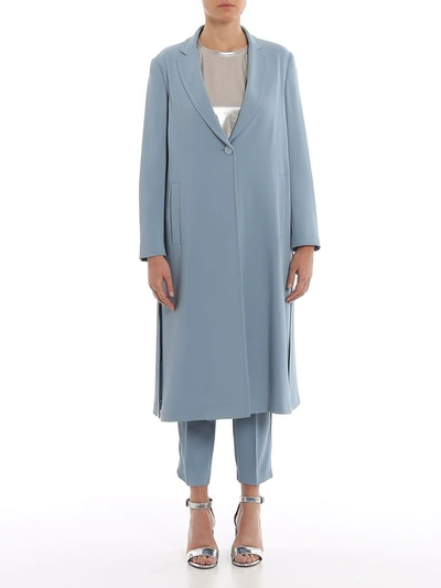 Shop Pinko Women's Light Blue Polyester Coat