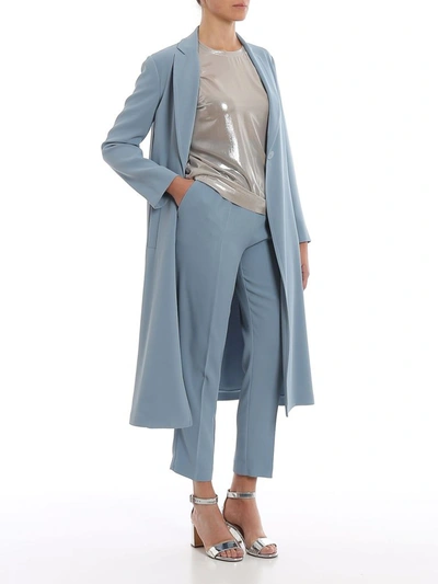 Shop Pinko Women's Light Blue Polyester Coat