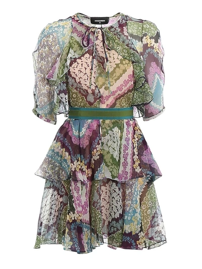 Shop Dsquared2 Women's Multicolor Silk Dress