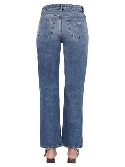 Shop Ganni Women's Blue Cotton Jeans