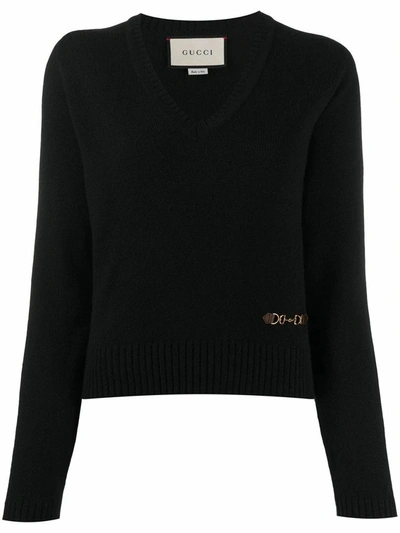 Shop Gucci Women's Black Cashmere Sweater