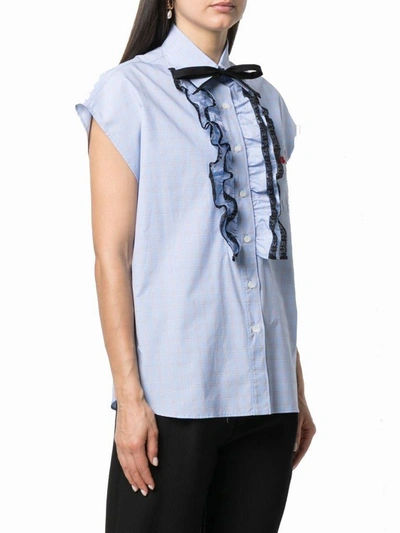 Shop Miu Miu Women's Light Blue Cotton Shirt
