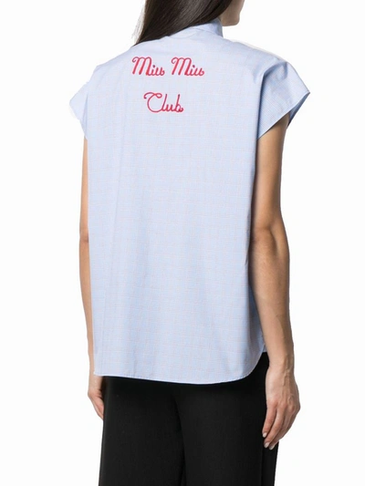 Shop Miu Miu Women's Light Blue Cotton Shirt