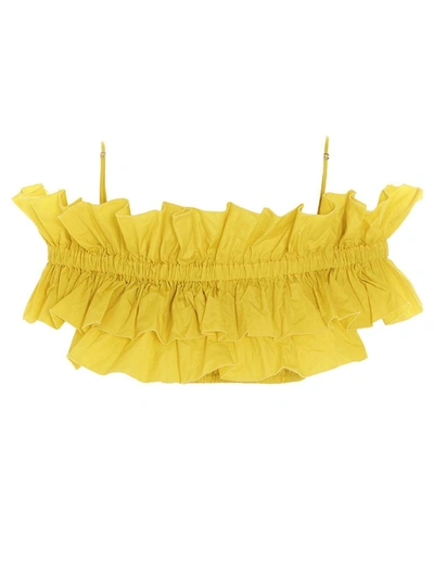 Shop Msgm Women's Yellow Polyester Top