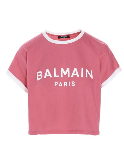 Shop Balmain Women's Fuchsia Cotton T-shirt