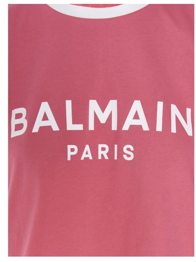 Shop Balmain Women's Fuchsia Cotton T-shirt