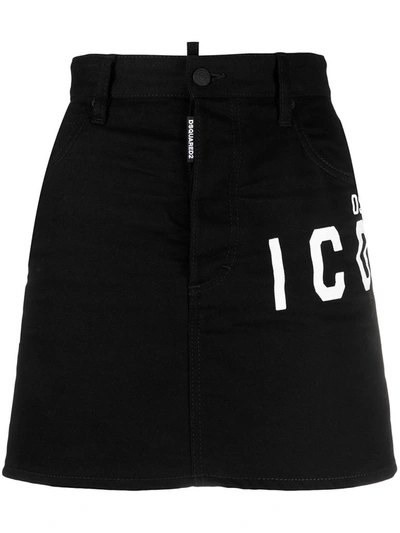 Shop Dsquared2 Women's Black Cotton Skirt