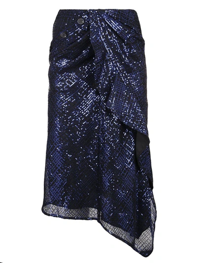 Shop Self-portrait Women's Blue Polyester Skirt