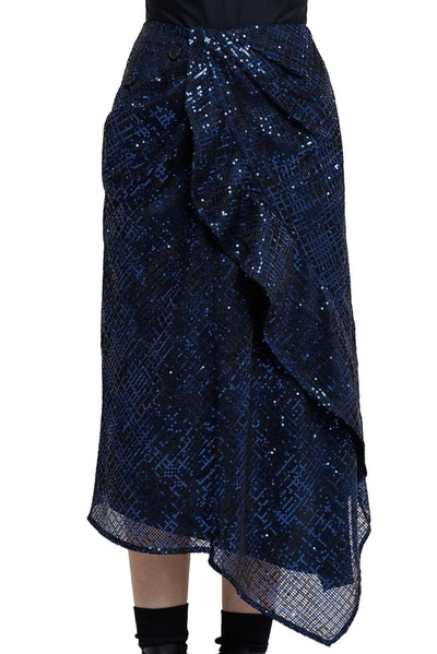 Shop Self-portrait Women's Blue Polyester Skirt