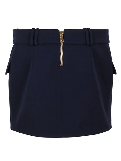 Shop Balmain Women's Blue Wool Skirt