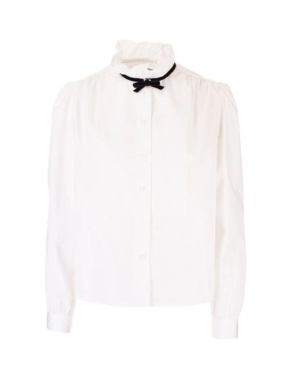 Shop Miu Miu Women's White Cotton Blouse