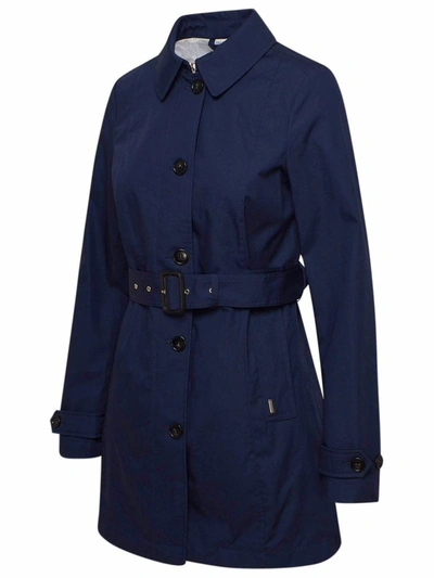 Shop Woolrich Women's Blue Cotton Trench Coat